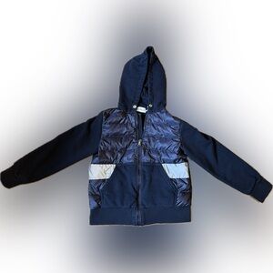 Moncler kids Navy Hooded Jacket with Quilted Panels size 4